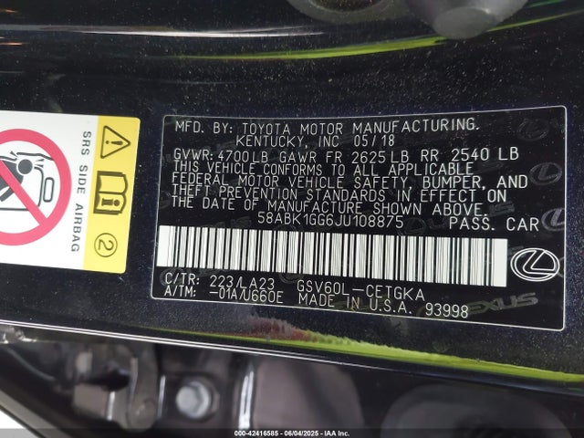 58ABK1GG6JU108875 Lexus 2gr-fe