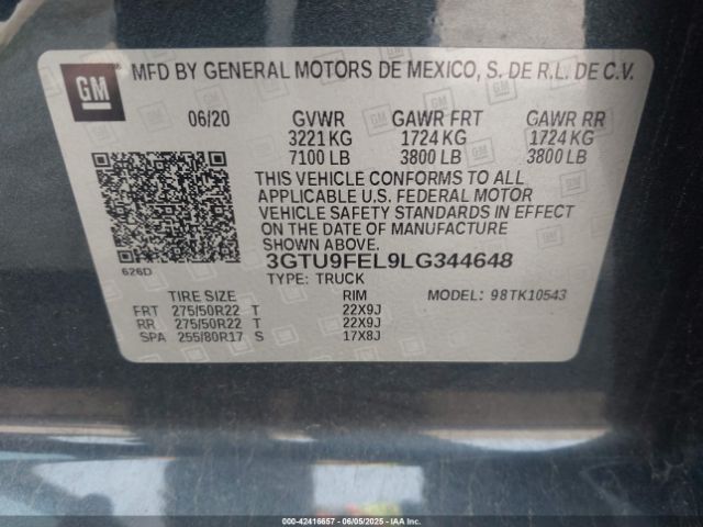 3GTU9FEL9LG344648 GMC Sierra 1500 4wd  Short Box Denali