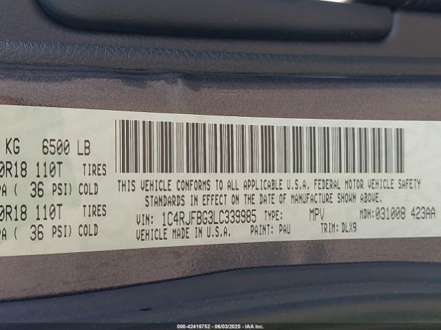 2020 JEEP GRAND CHEROKEE 1C4RJFBG3LC339985 Photo 8