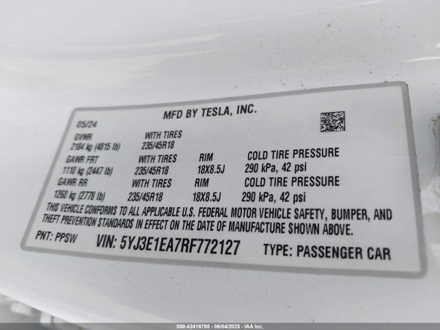 2024 TESLA MODEL 3 5YJ3E1EA7RF772127 Photo 8