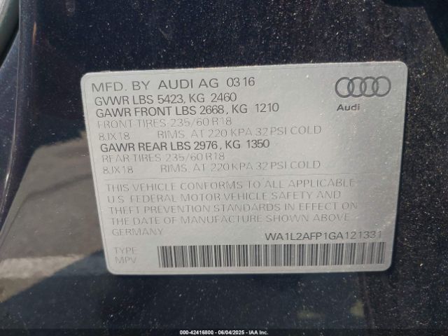 2016 AUDI Q5 WA1L2AFP1GA121331 Photo 8