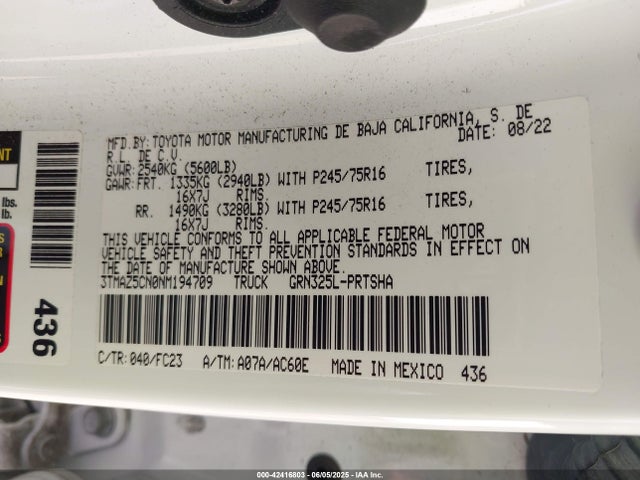 3TMAZ5CN0NM194709 Toyota 2gr-fks