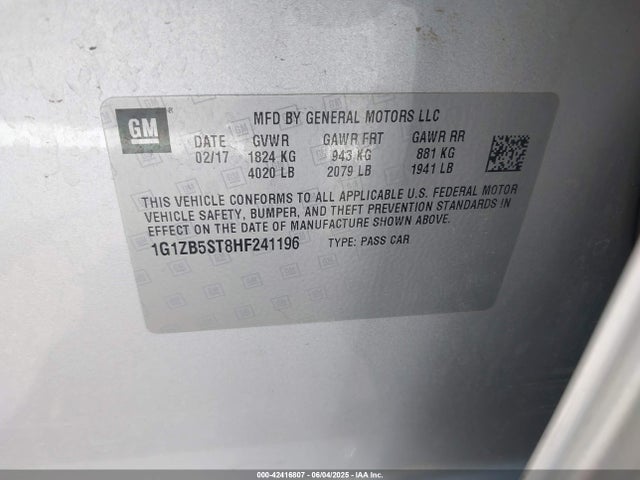 1G1ZB5ST8HF241196 Chevrolet lfv - di: direct injection, vvt: variable valve timing, gen 1