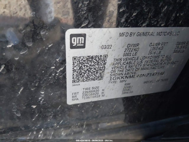 1GKKNML40NZ147166 GMC lsy