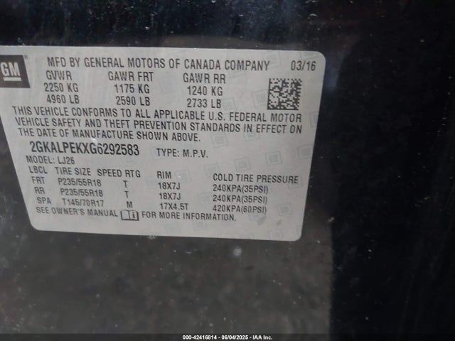 2GKALPEKXG6292583 GMC lea - e85 max, aluminum