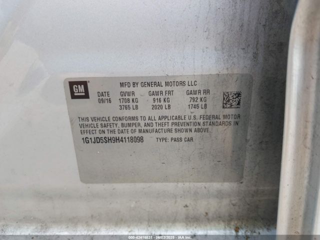 1G1JD5SH9H4118098 Chevrolet Sonic Lt Auto