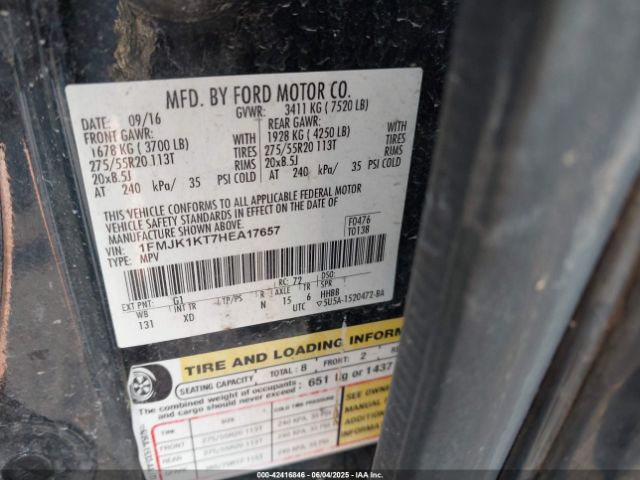 1FMJK1KT7HEA17657 Ford Expedition El Limited