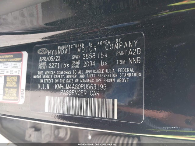 KMHLM4AG0PU563195 Hyundai mpi nu pe