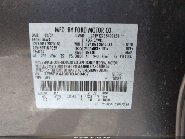 2024 FORD EDGE 2FMPK4J96RBA80487 Photo 8