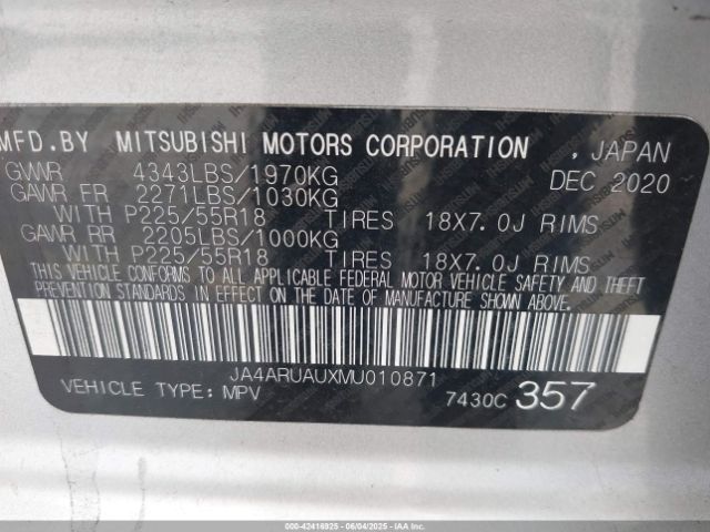 2021 MITSUBISHI OUTLANDER SPORT JA4ARUAUXMU010871 Photo 8