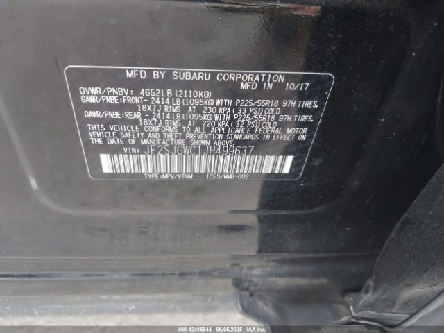 JF2SJGWC1JH499637 Subaru Forester 2.0xt Touring