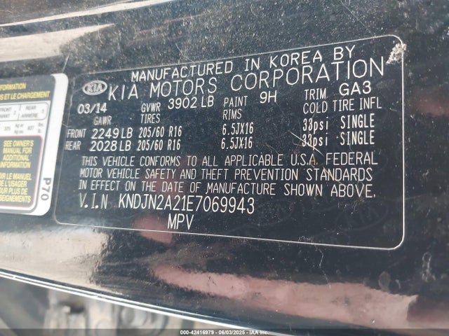 KNDJN2A21E7069943 KIA dohc gdi gamma