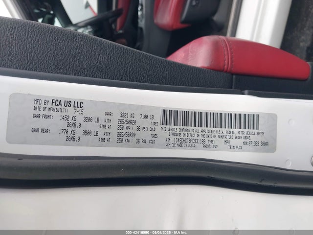 Dodge Durango R/t 2015 1C4SDHCT8FC931189 Image 9