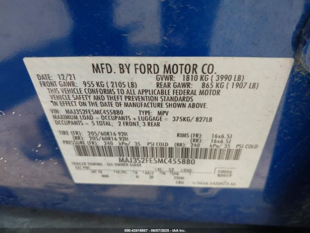 2021 FORD ECOSPORT MAJ3S2FE5MC455880 Photo 8