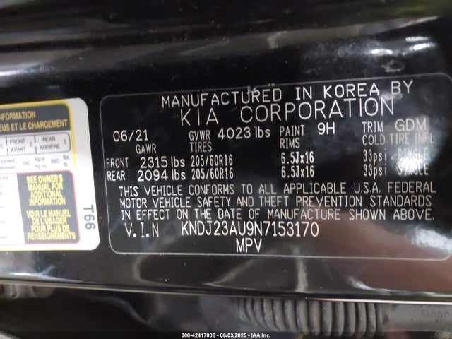 KNDJ23AU9N7153170 KIA mpi nu