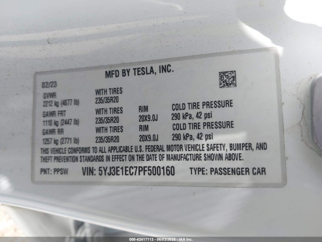 2023 TESLA MODEL 3 5YJ3E1EC7PF500160 Photo 8