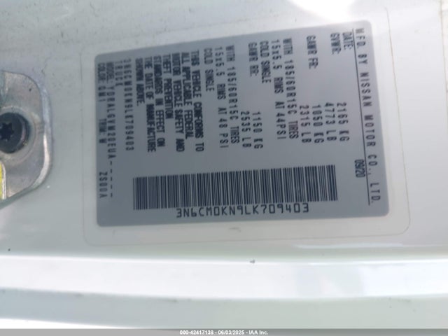 3N6CM0KN9LK709403 Nissan 2020