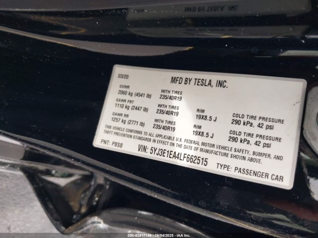 2020 TESLA MODEL 3 5YJ3E1EA4LF662515 Photo 8