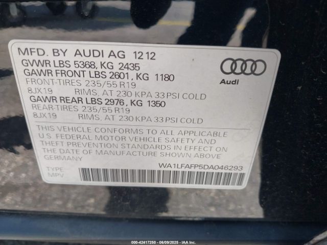 2013 AUDI Q5 WA1LFAFP5DA046293 Photo 8