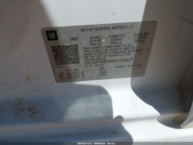 1GCRYDED2KZ370822 Chevrolet Silverado 1500 Lt