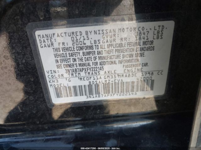 3N1AB7APXFY222145 Nissan Sentra