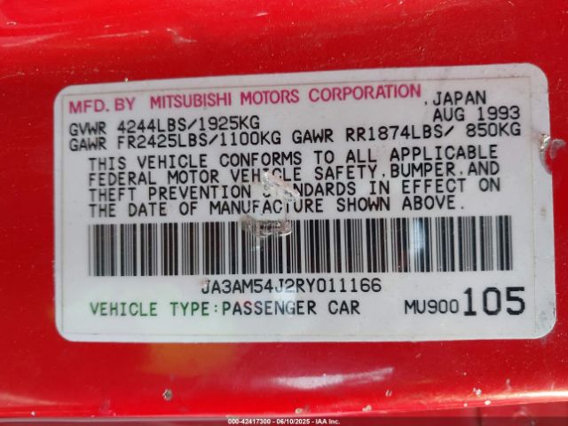 1994 MITSUBISHI 3000 GT JA3AM54J2RY011166 Photo 8