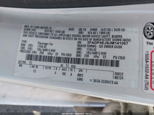 2018 FORD FIESTA 3FADP4EJ8JM141067 Photo 8