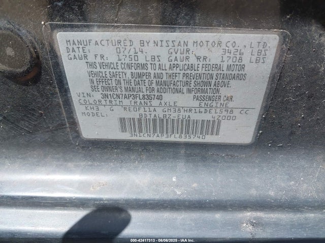 3N1CN7AP3FL835740 Nissan 2015
