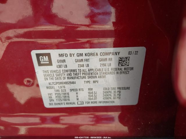 2022 CHEVROLET TRAX KL7CJPSM6NB529464 Photo 8