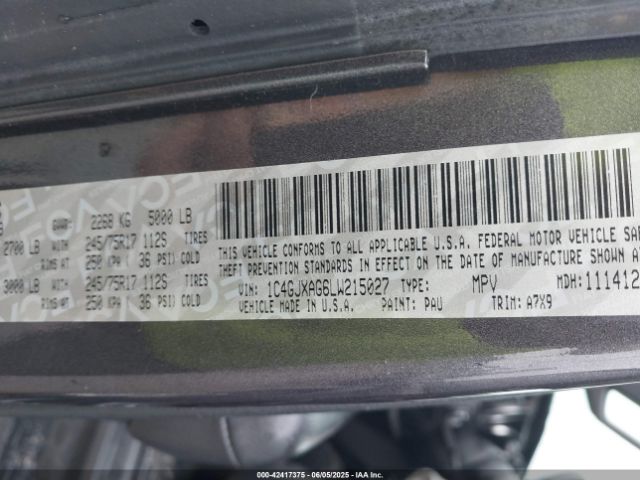 2020 JEEP WRANGLER 1C4GJXAG6LW215027 Photo 8