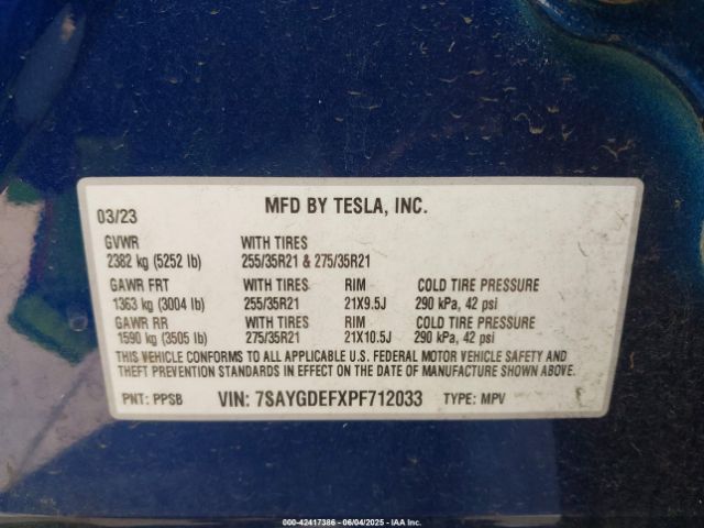 2023 TESLA MODEL Y 7SAYGDEFXPF712033 Photo 8