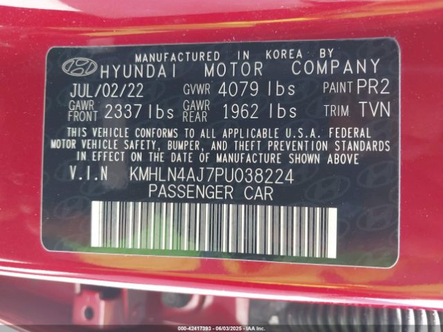 KMHLN4AJ7PU038224 Hyundai Elantra Hybrid Limited
