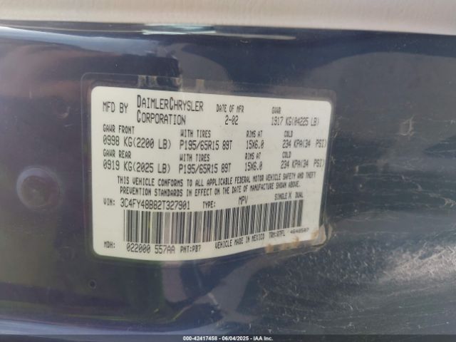 2002 CHRYSLER PT CRUISER 3C4FY48B82T327901 Photo 8