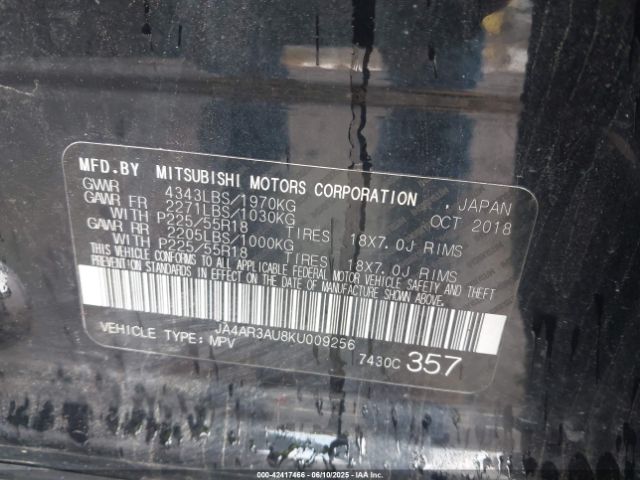 2019 MITSUBISHI OUTLANDER SPORT JA4AR3AU8KU009256 Photo 8