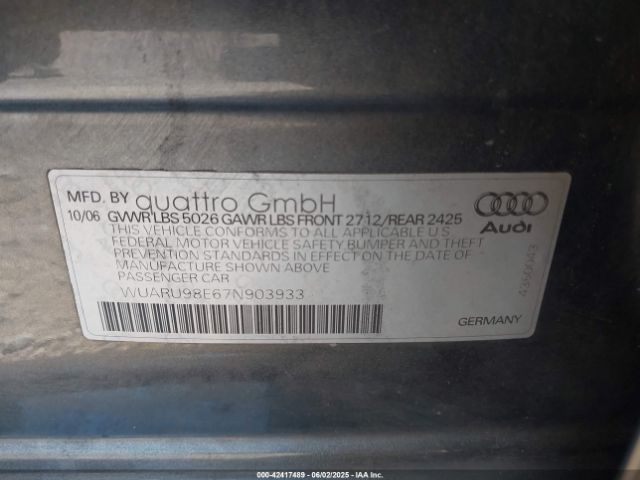 2007 AUDI RS 4 WUARU98E67N903933 Photo 8