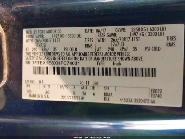 Ford 3.5l ti-vct 2017 1FTEX1E8XHFC74031 Image 9