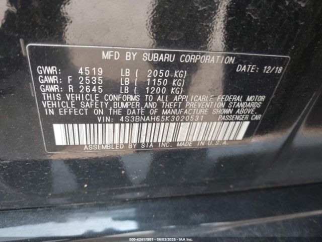 4S3BNAH65K3020531 Subaru Legacy 2.5i Premium