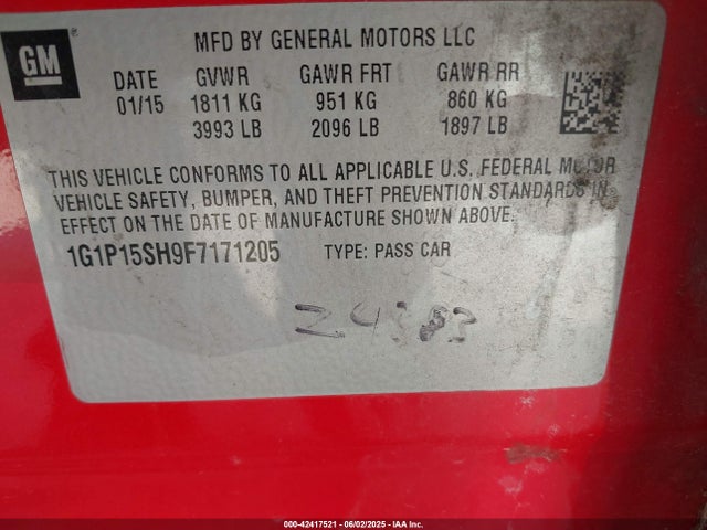 1G1P15SH9F7171205 Chevrolet Cruze L Manual