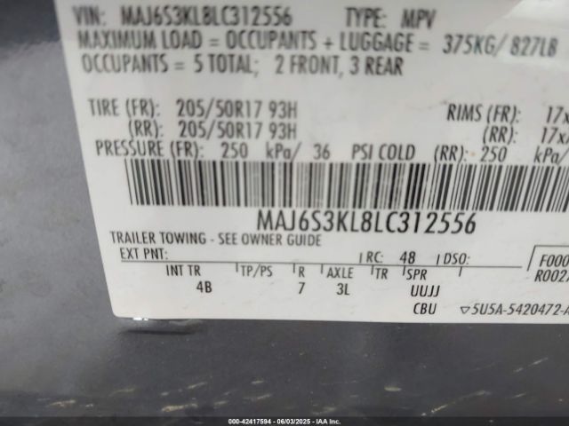 2020 FORD ECOSPORT MAJ6S3KL8LC312556 Photo 8