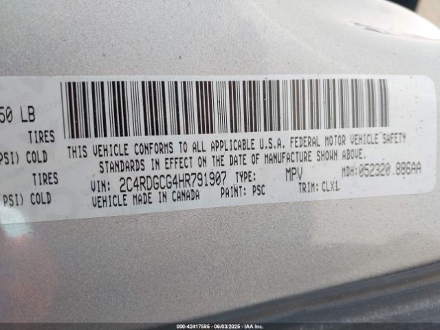 2017 DODGE GRAND CARAVAN 2C4RDGCG4HR791907 Photo 8
