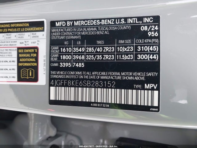 Mercedes-Benz m177 2025 4JGFF8KE6SB283152 Image 9