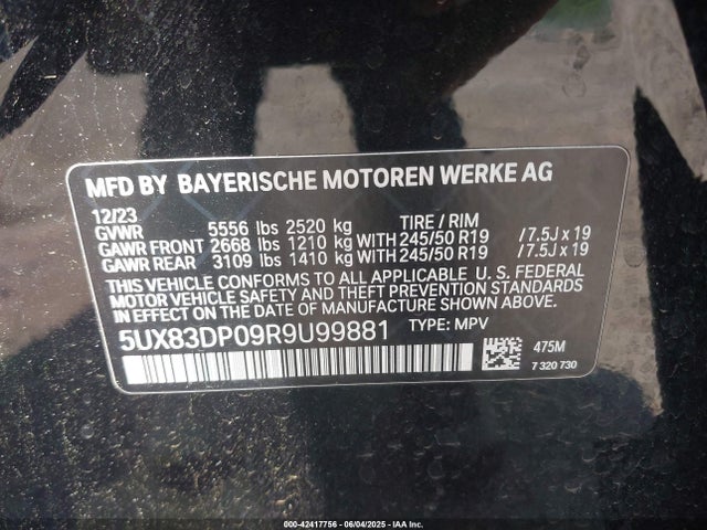 5UX83DP09R9U99881 BMW 2024