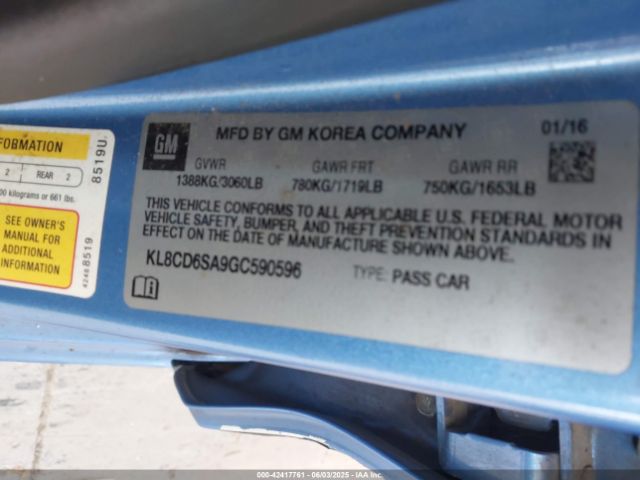 KL8CD6SA9GC590596 Chevrolet Spark 1lt Cvt