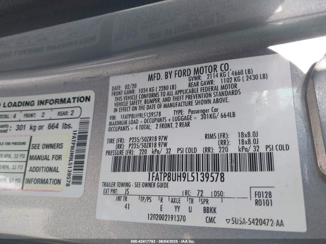 1FATP8UH9L5139578 Ford 2020