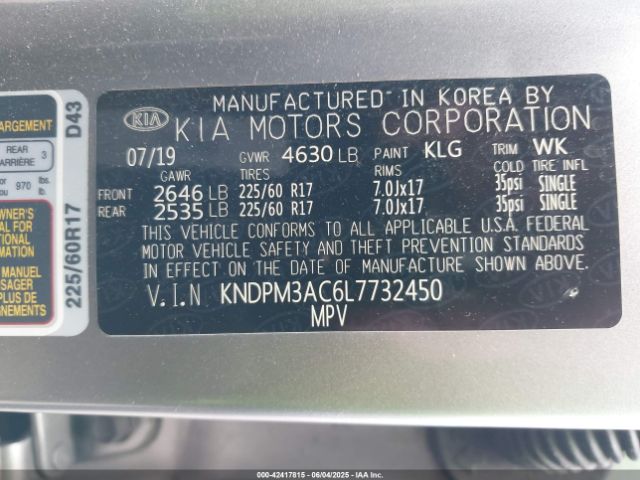 KNDPM3AC6L7732450 KIA Sportage Lx