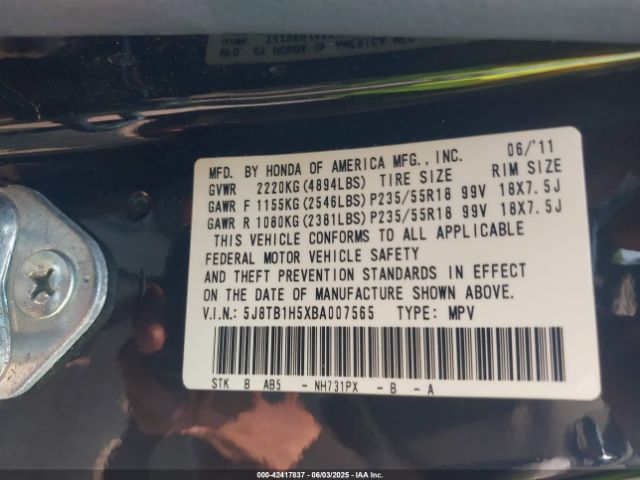 2011 ACURA RDX 5J8TB1H5XBA007565 Photo 8