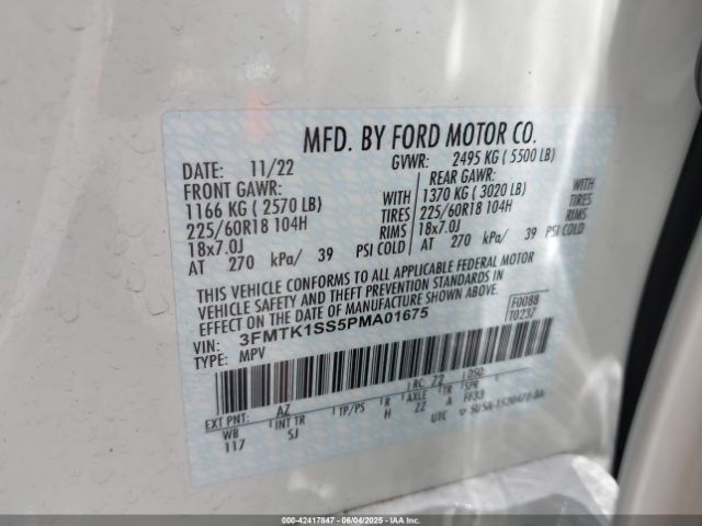 3FMTK1SS5PMA01675 Ford 2023