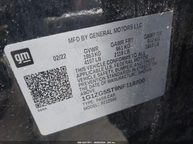 2022 CHEVROLET MALIBU 1G1ZG5ST9NF118200 Photo 8