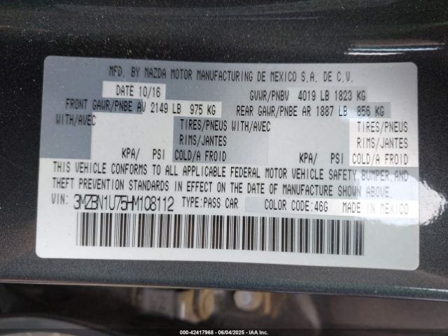 2017 MAZDA MAZDA3 3MZBN1U75HM108112 Photo 8