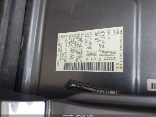 5N1AZ2MH9FN244758 Nissan MURANO S